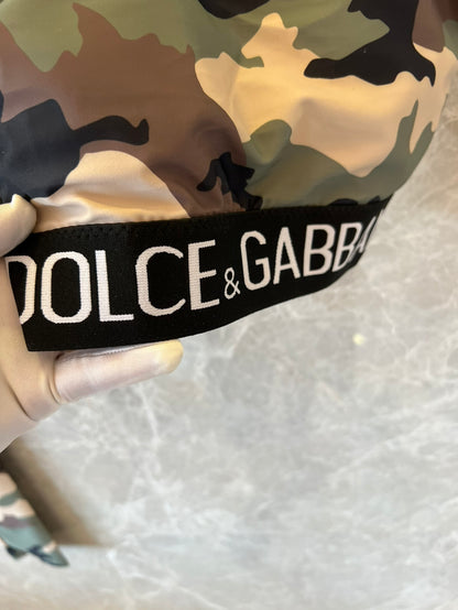 Dolce & Gabbana camo print logo waistband crop top and leggings set