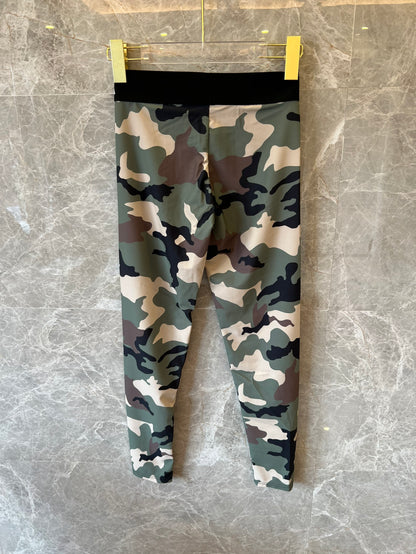 Dolce & Gabbana camo print logo waistband crop top and leggings set