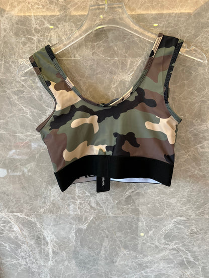 Dolce & Gabbana camo print logo waistband crop top and leggings set