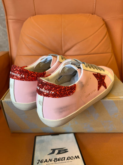 Golden Goose pink and red star sneakers