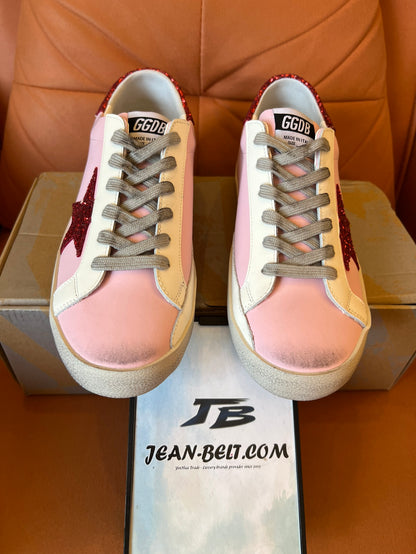 Golden Goose pink and red star sneakers