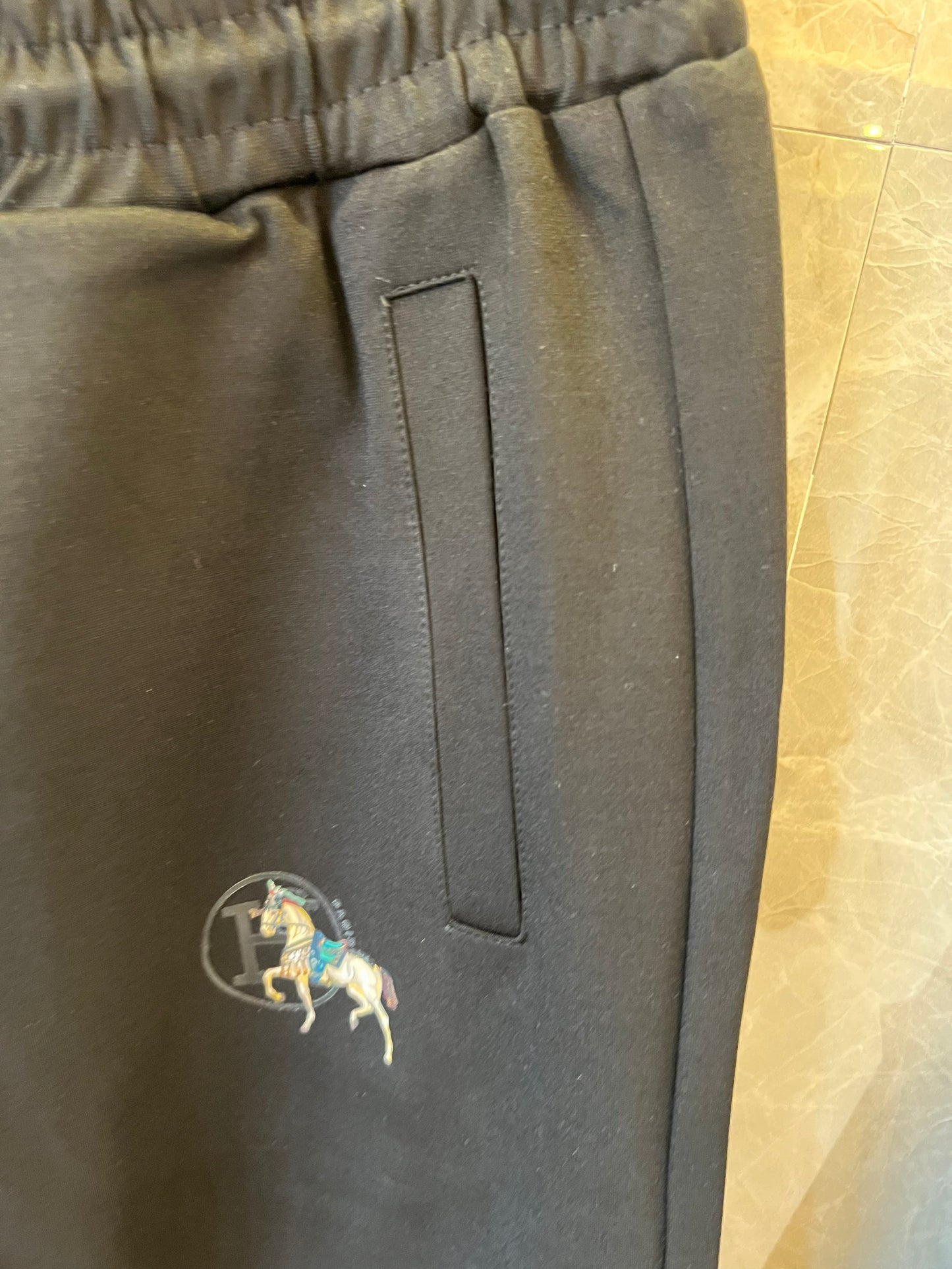 Hermès Carousel embroidered black tracksuit set