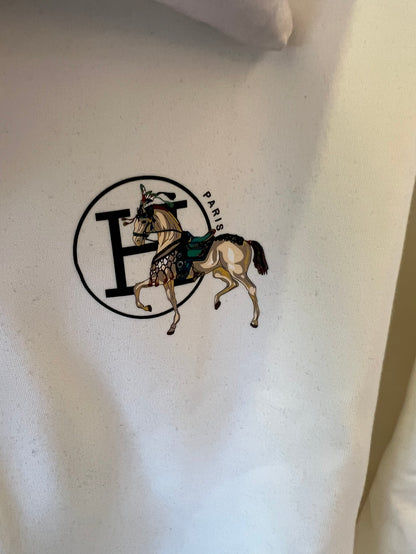 Hermès embroidered horse motif tracksuit in white