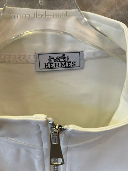 Hermès embroidered horse motif tracksuit in white