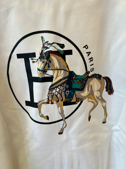 Hermès embroidered horse motif tracksuit in white