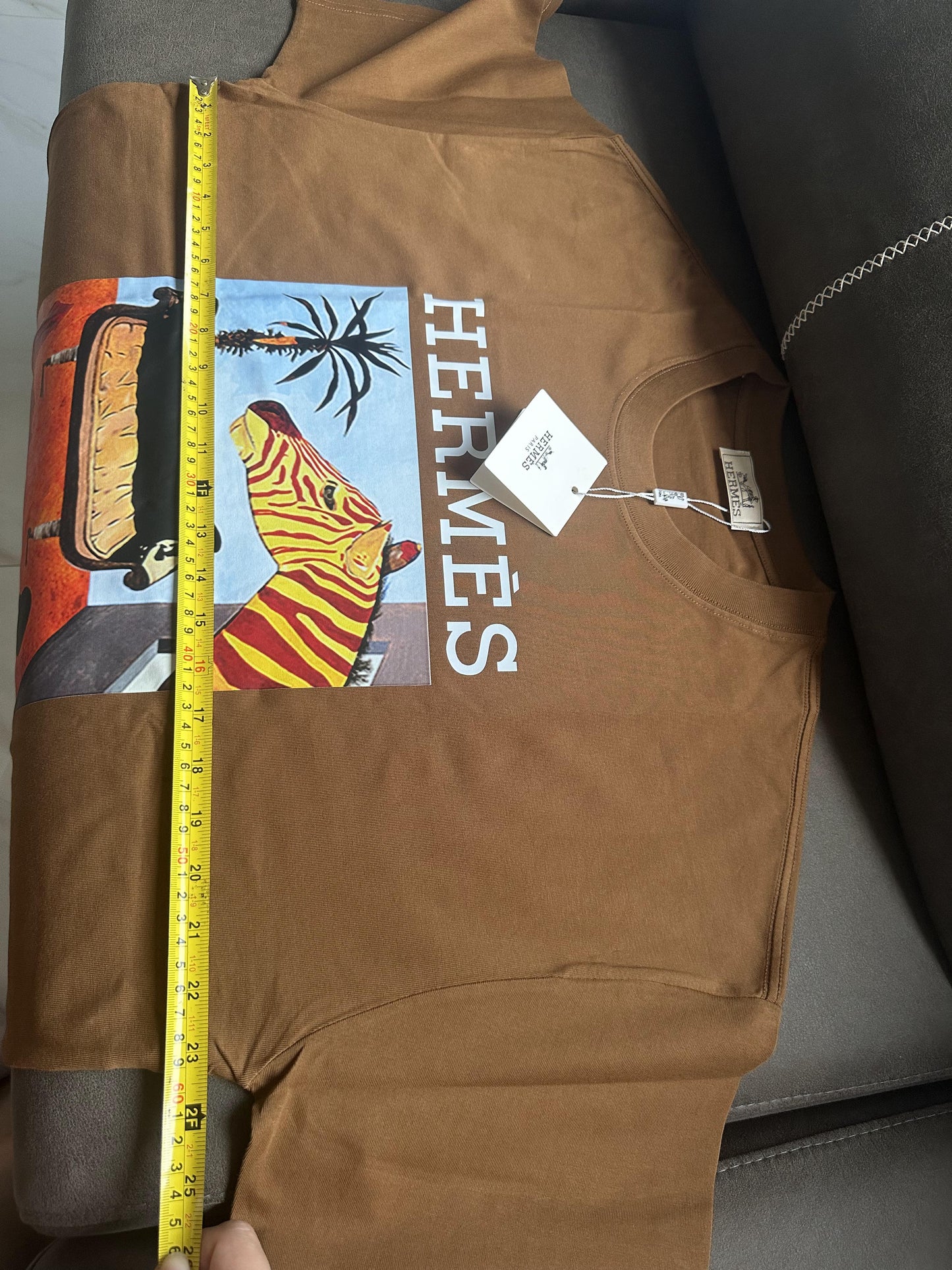 Hermès graphic print t-shirt in brown cotton