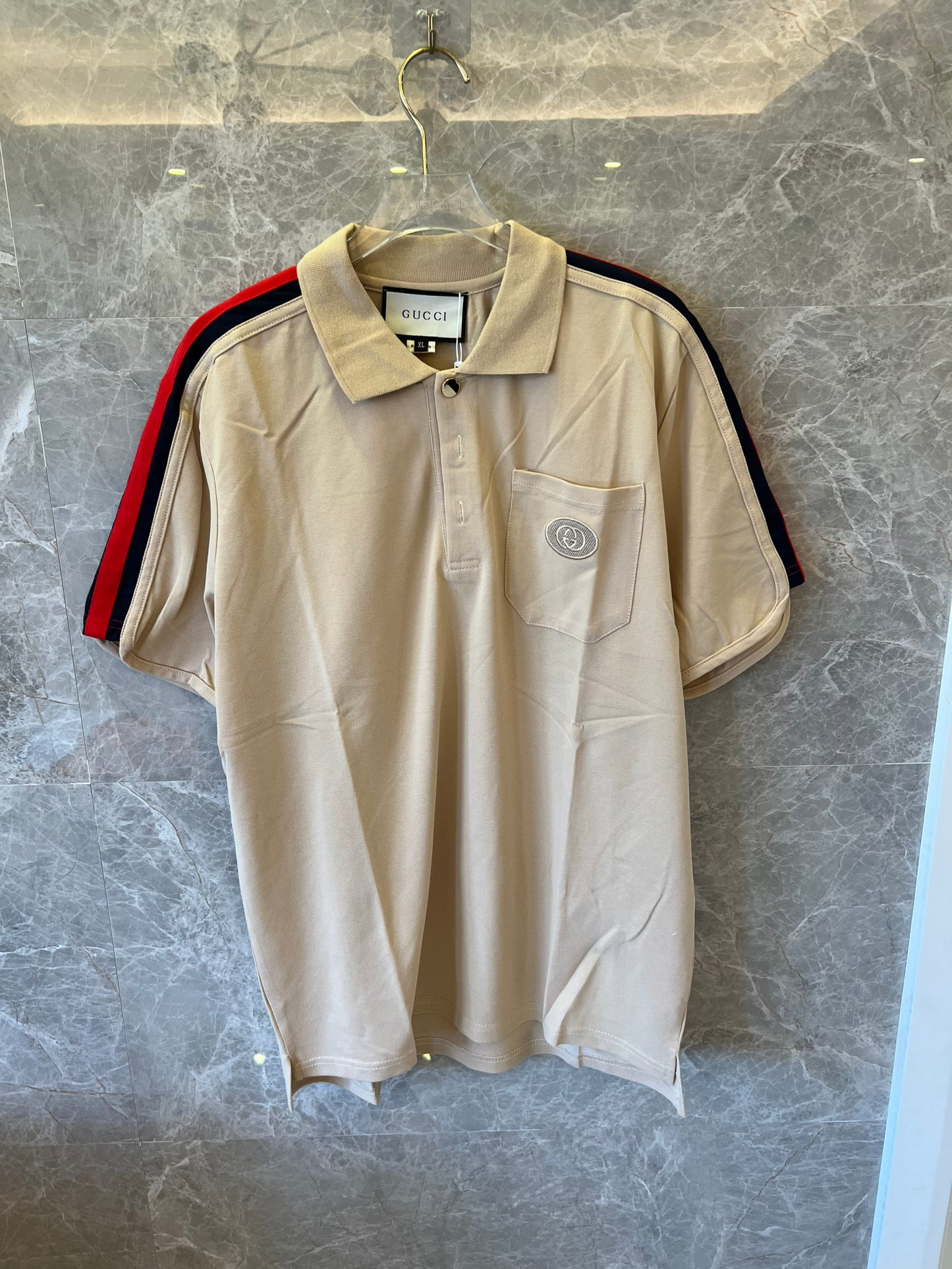 Gucci color-block polo shirt with red and green striped sleeves