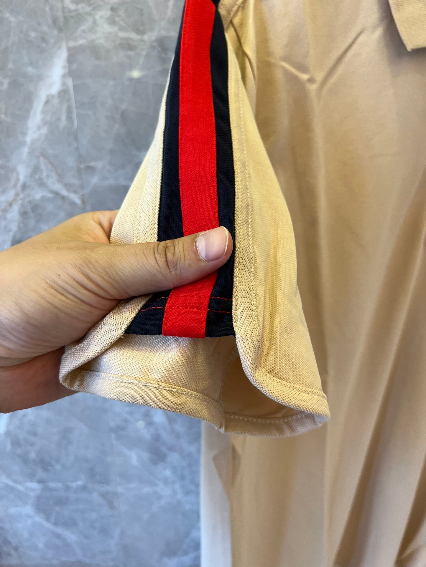 Gucci color-block polo shirt with red and green striped sleeves