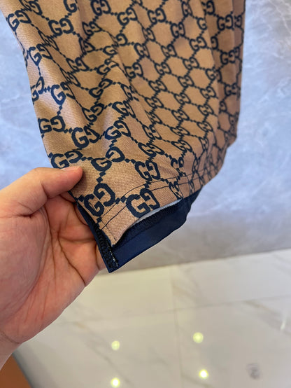 Gucci monogram beige and navy blue polo shirt with GG pattern