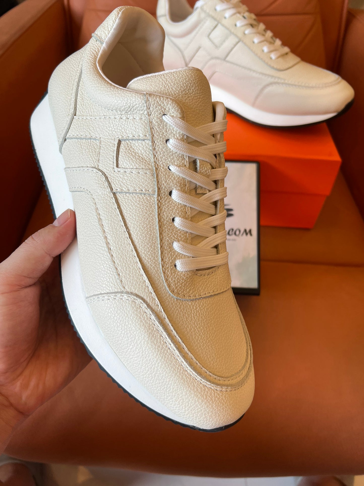 Hermès Chris sneakers in Khaki leather