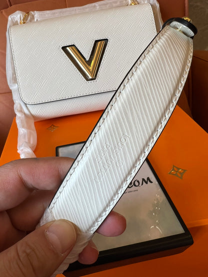 Louis Vuitton white epi leather twist mm shoulder bag