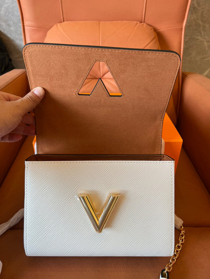 Louis Vuitton white epi leather twist mm shoulder bag