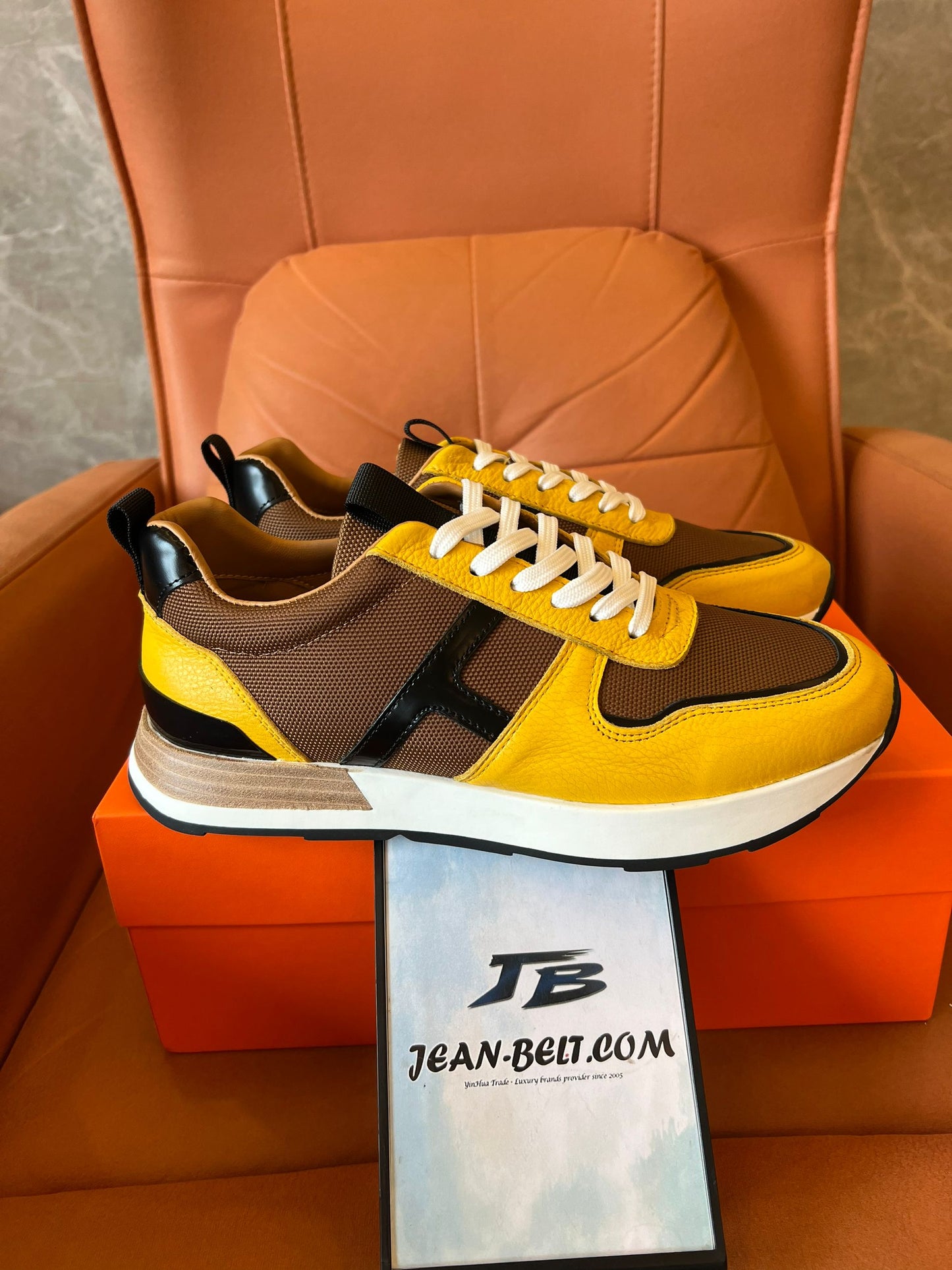 Hermes sneaker in yellow&brown