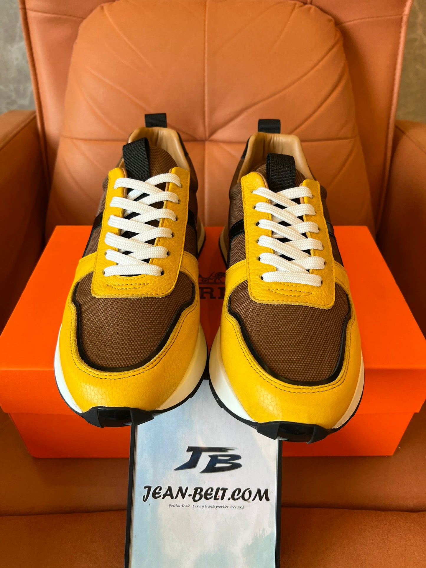 Hermes sneaker in yellow&brown