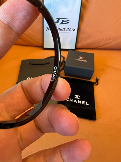 Chanel black enamel CC logo bangle bracelet