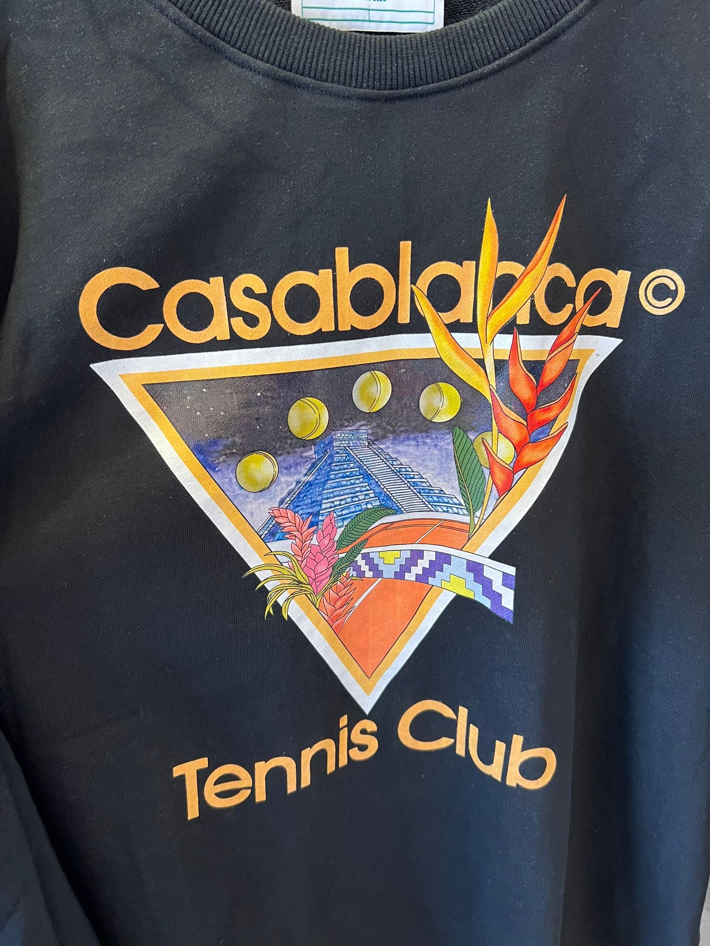 Casablanca "Tennis Club" black sweatshirt with vibrant logo graphic