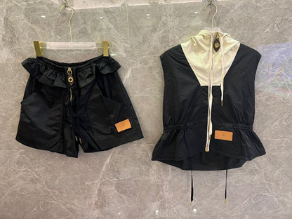 Louis Vuitton two-tone nylon vest and shorts set