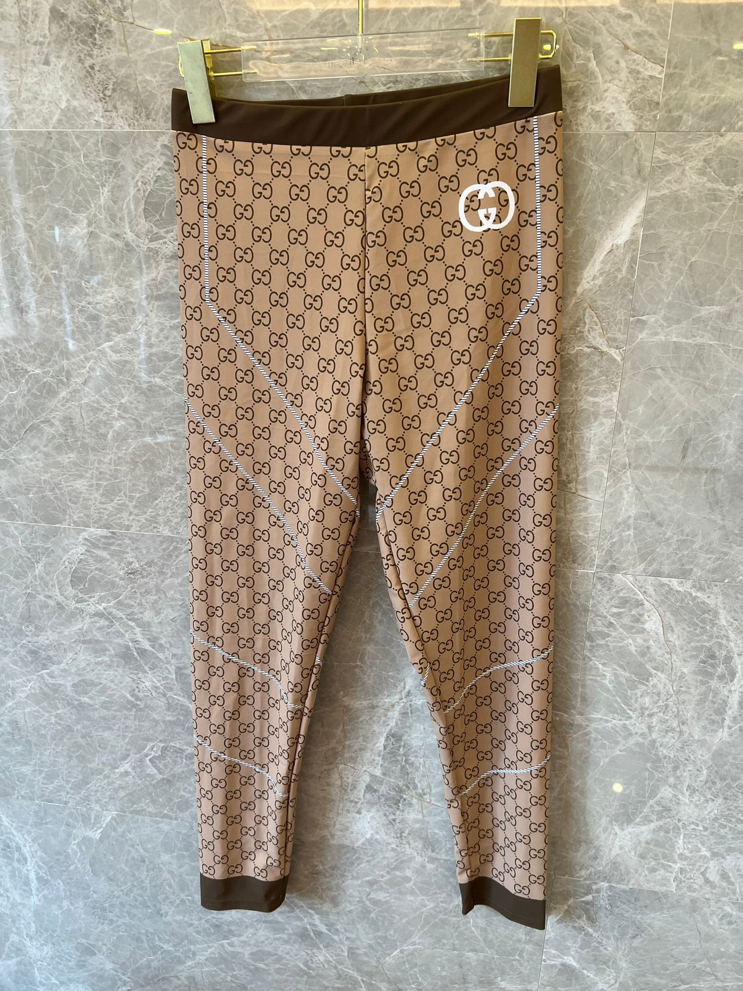 Gucci monogram brown activewear set - sports bra and leggings