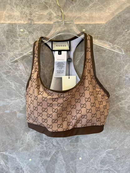 Gucci monogram brown activewear set - sports bra and leggings