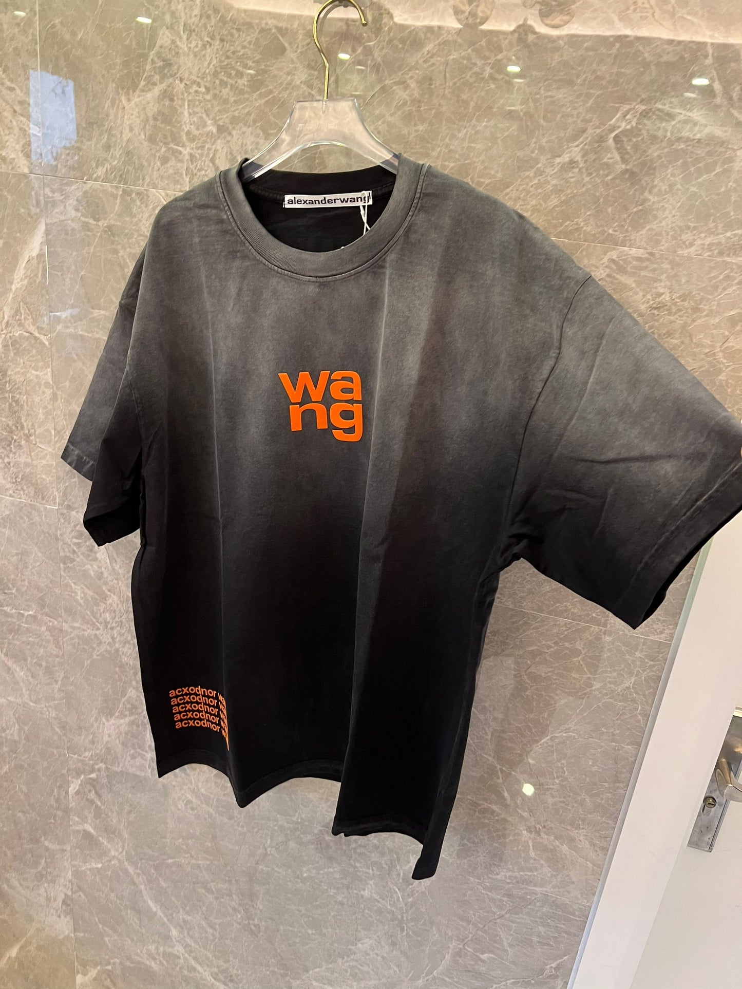 Alexander Wang gradient black t-shirt with orange logo