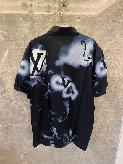 Louis Vuitton black jazz silhouette print button-up shirt