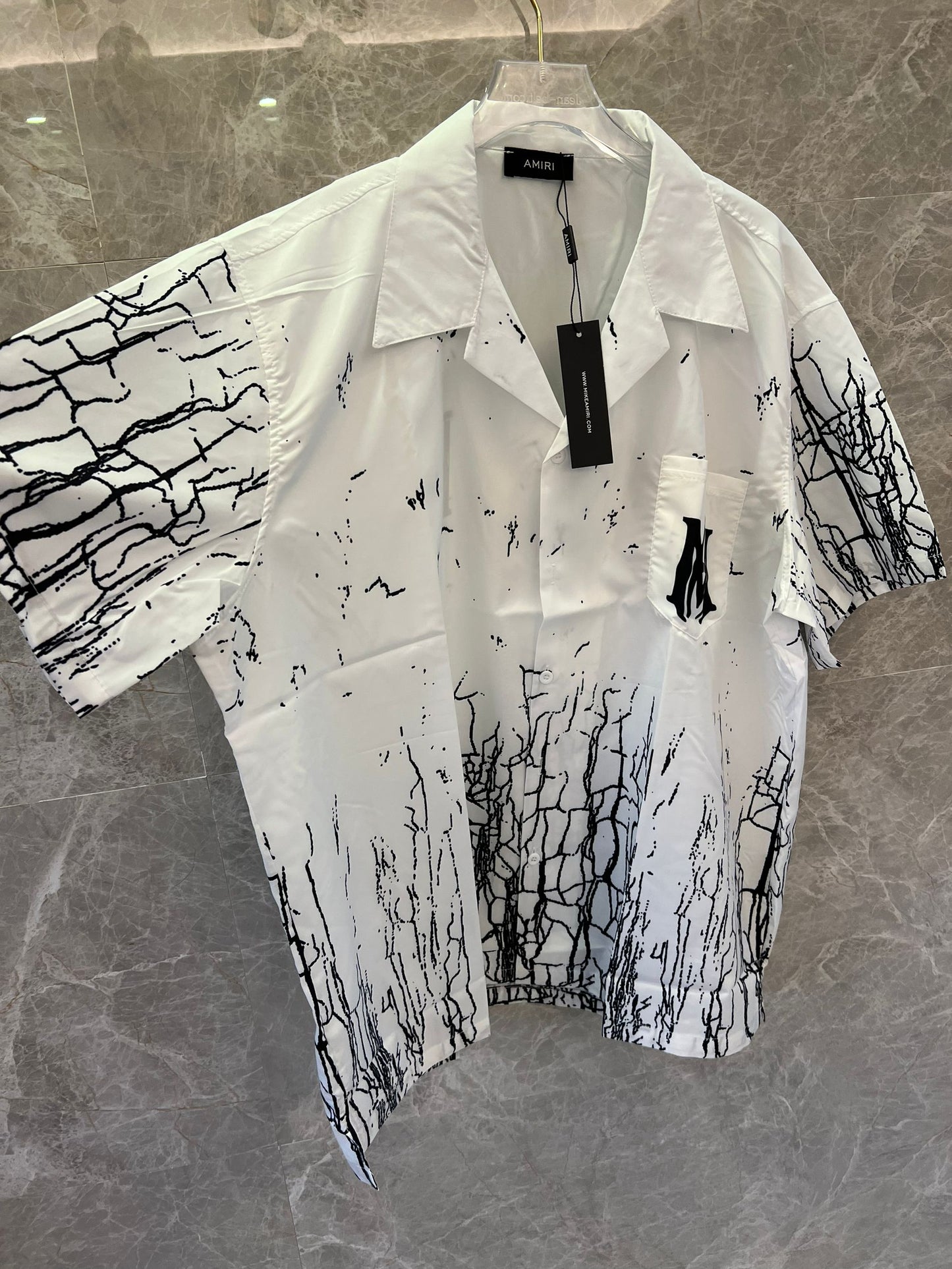 Amiri monochrome crack print short-sleeve shirt