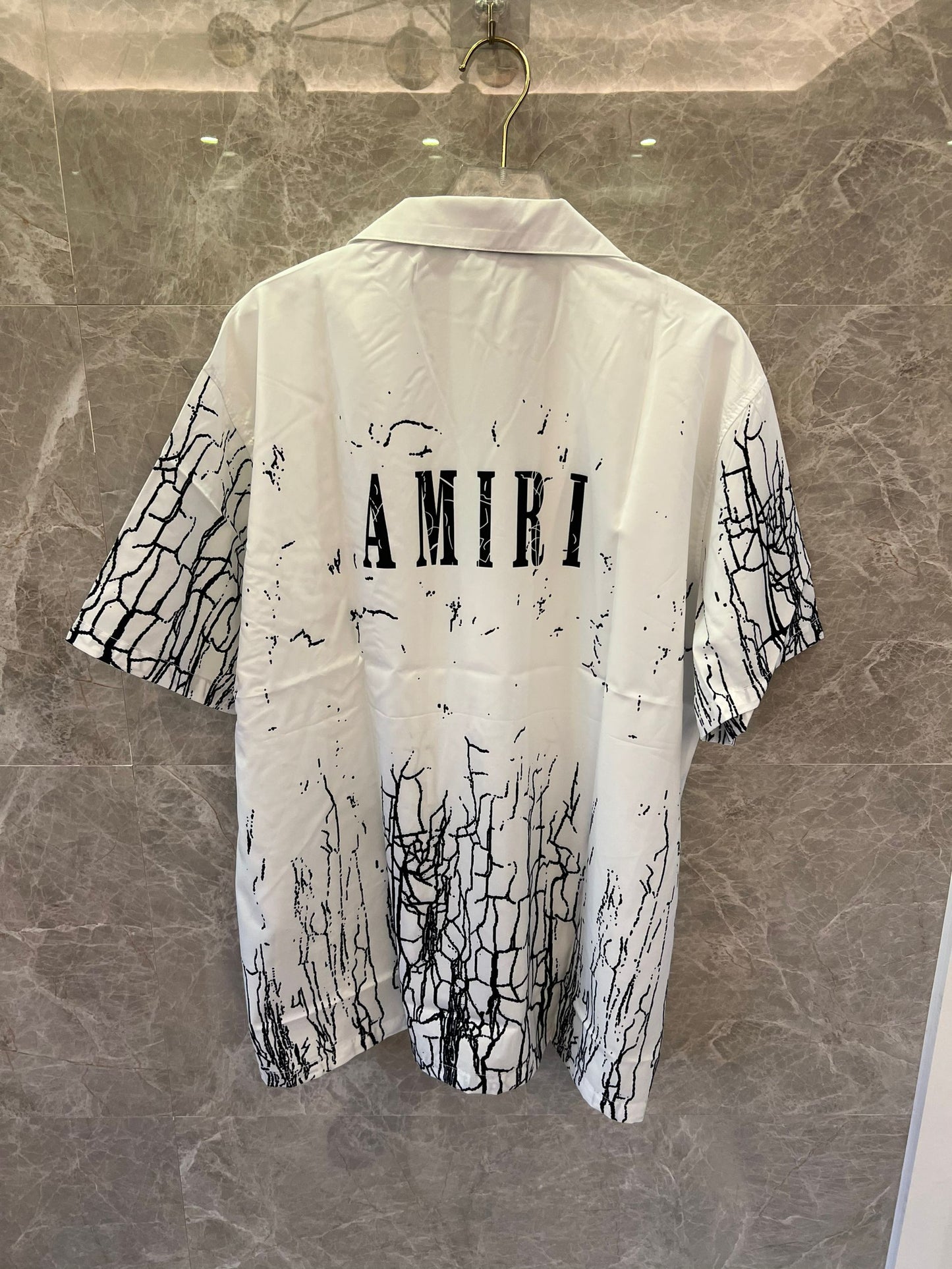 Amiri monochrome crack print short-sleeve shirt