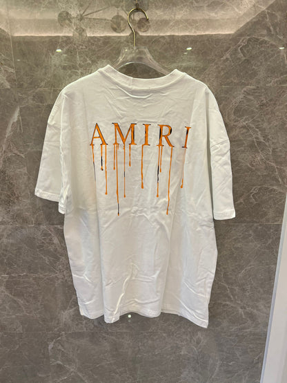 Amiri dripping logo oversized white tee