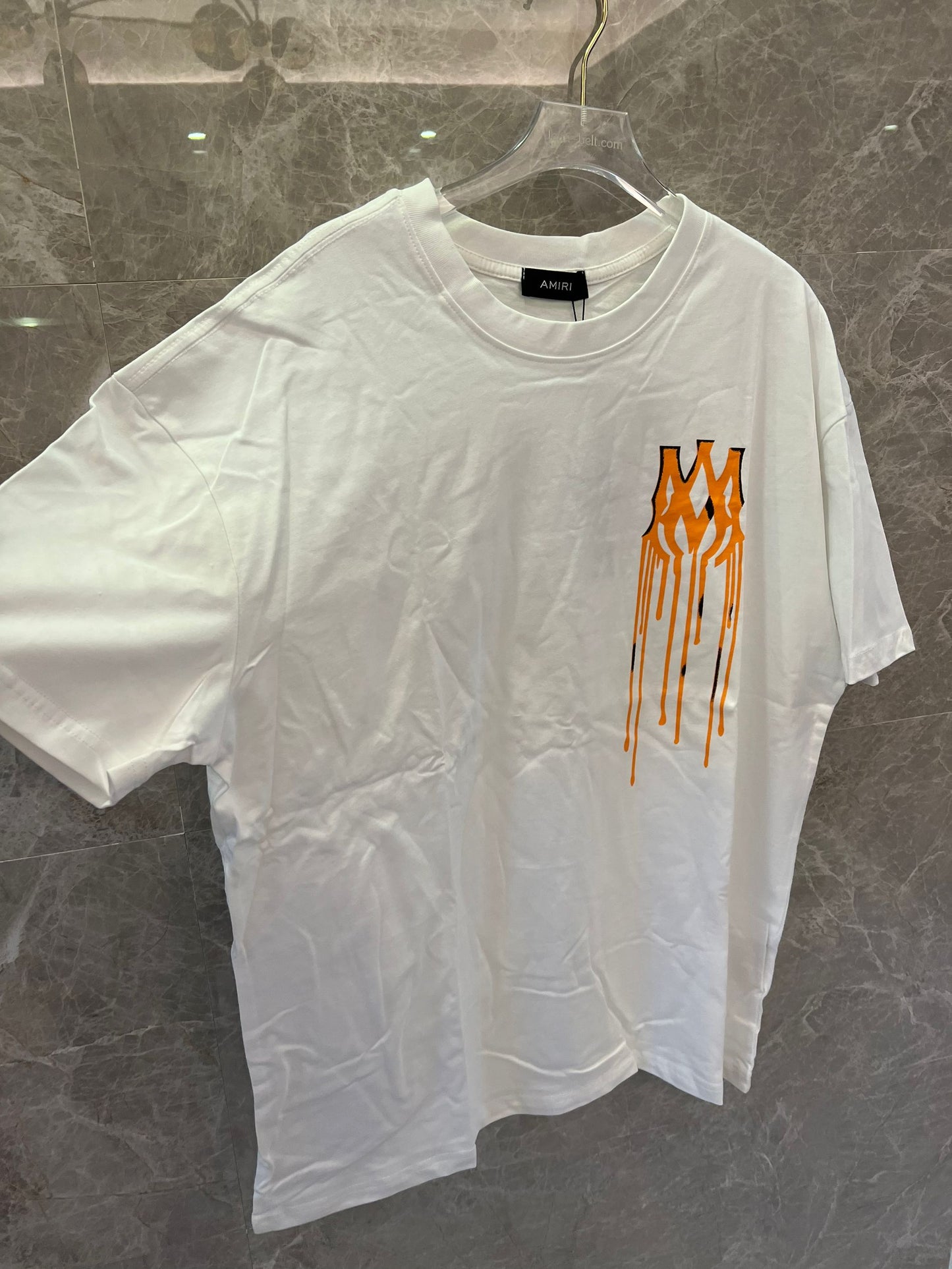 Amiri dripping logo oversized white tee