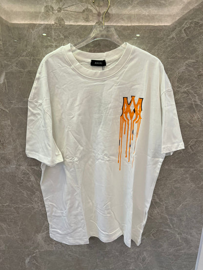 Amiri dripping logo oversized white tee