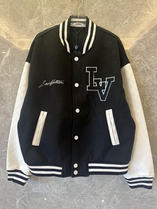 Louis Vuitton varsity bomber jacket with monogram and embroidered branding