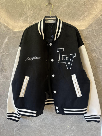 Louis Vuitton varsity bomber jacket with monogram and embroidered branding