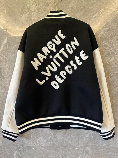 Louis Vuitton varsity bomber jacket with monogram and embroidered branding