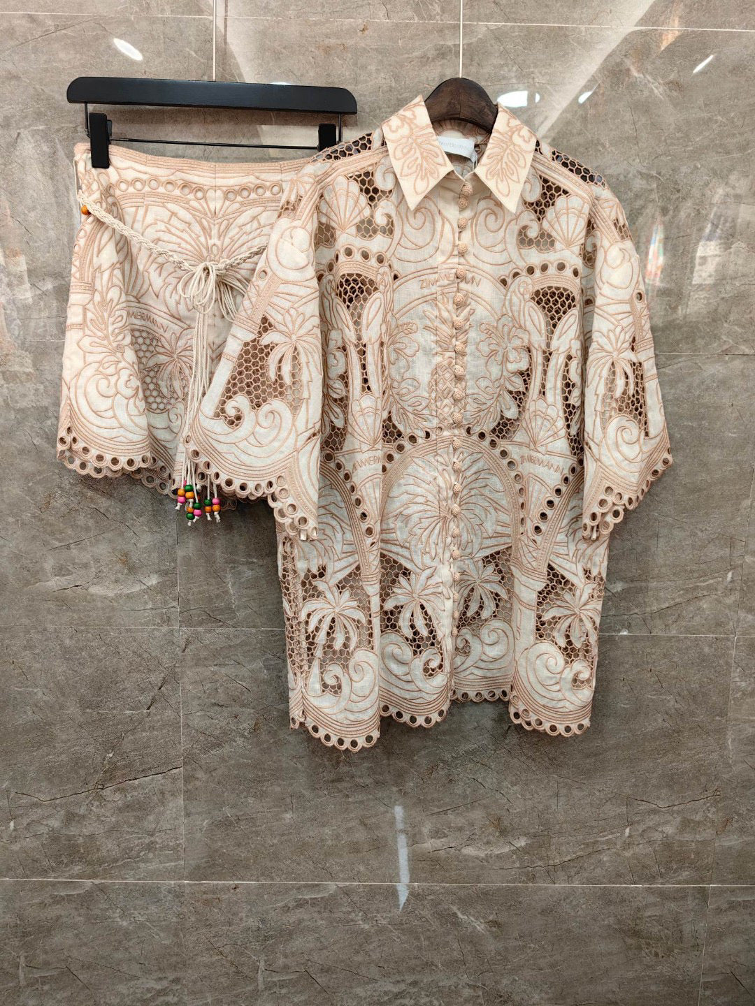 Zimmermann embroidered lace set - elegant crop top and shorts