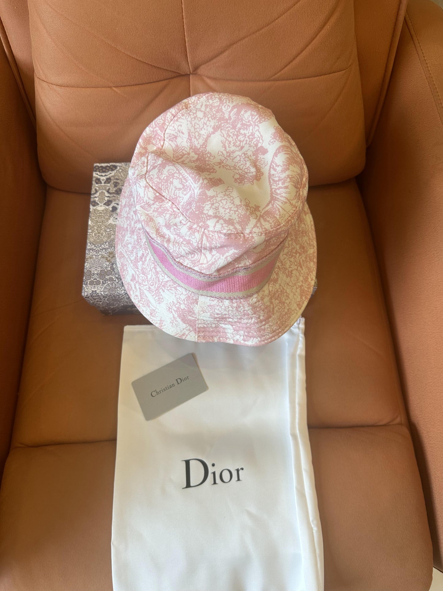 Christian Dior Toile de Jouy pink bucket hat