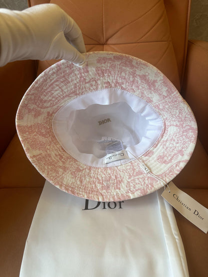 Christian Dior Toile de Jouy pink bucket hat