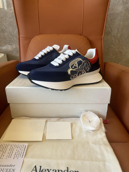 Alexander McQueen Sprint Runner navy red silver-tone neakers