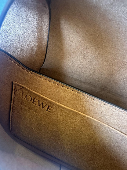 Loewe calfskin jacquard small gate dual bag onyx blue