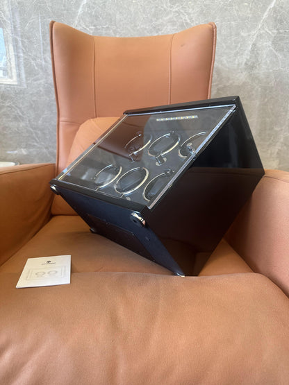 Luxury automatic watch winder box - 6-slot with LED display and adjustable settings