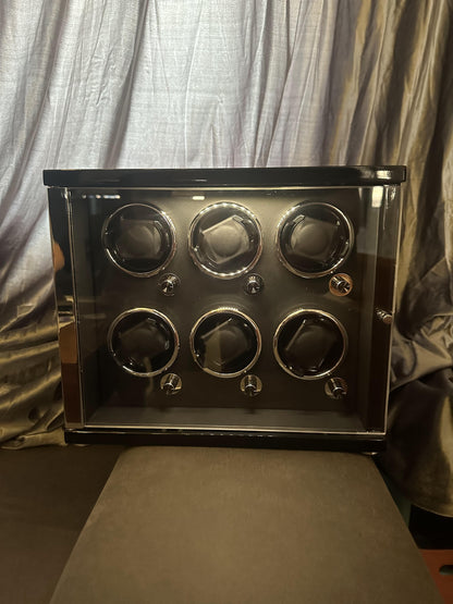 Luxury automatic watch winder box - 6-slot with LED display and adjustable settings