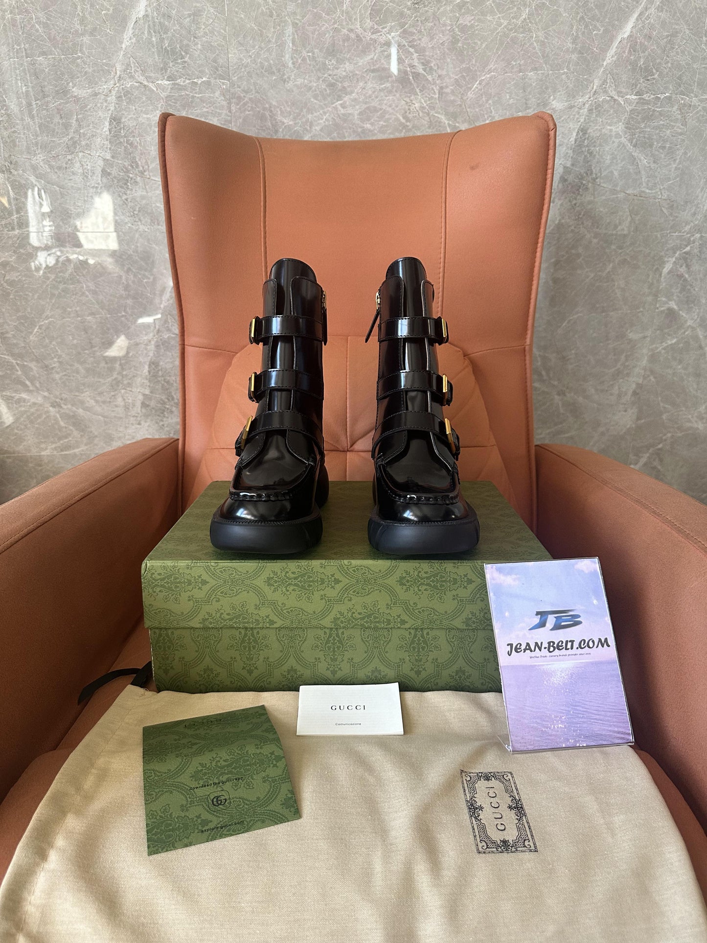 Gucci patent leather combat boots