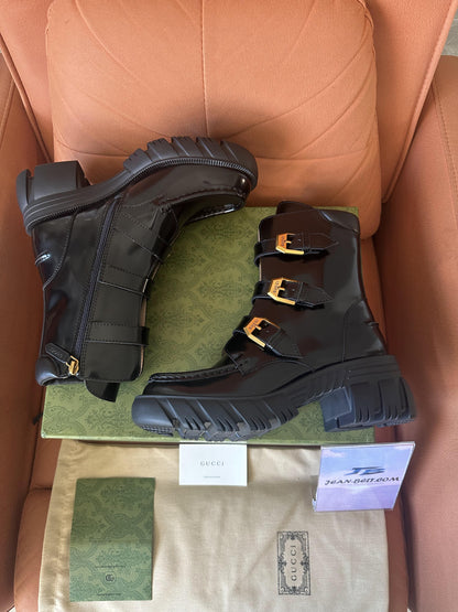 Gucci patent leather combat boots