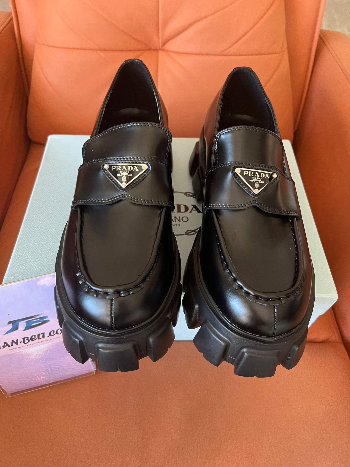 Prada Monolith chunky sole leather loafers