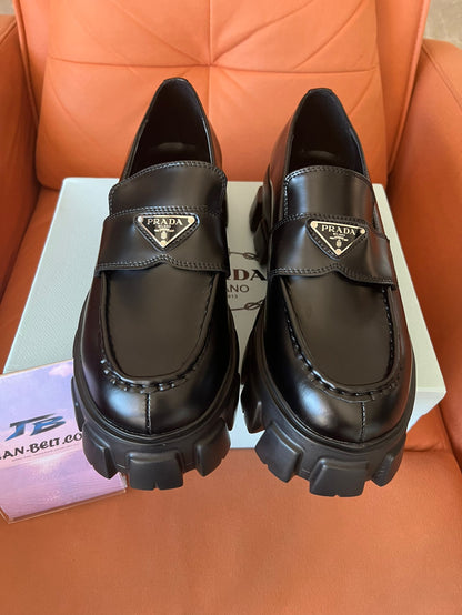 Prada Monolith chunky sole leather loafers