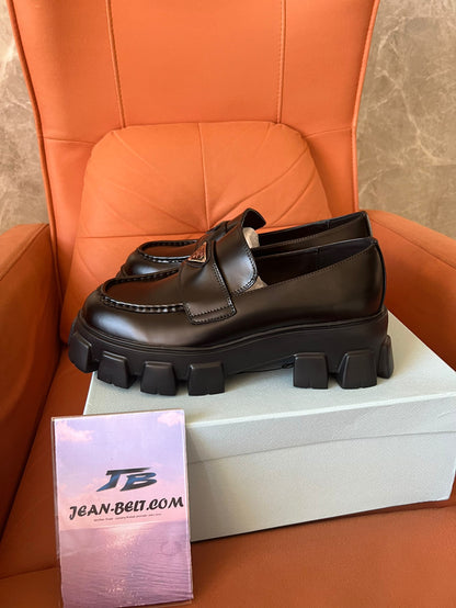 Prada Monolith chunky sole leather loafers