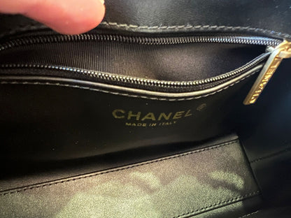 Chanel 24p black calfskin mini kelly  shopping bag gold hardware