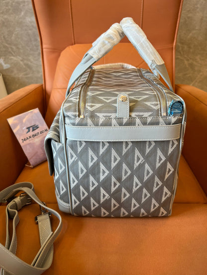 Dior hit the road pet carrier bag gray coated cotton canvas with CD diamond print