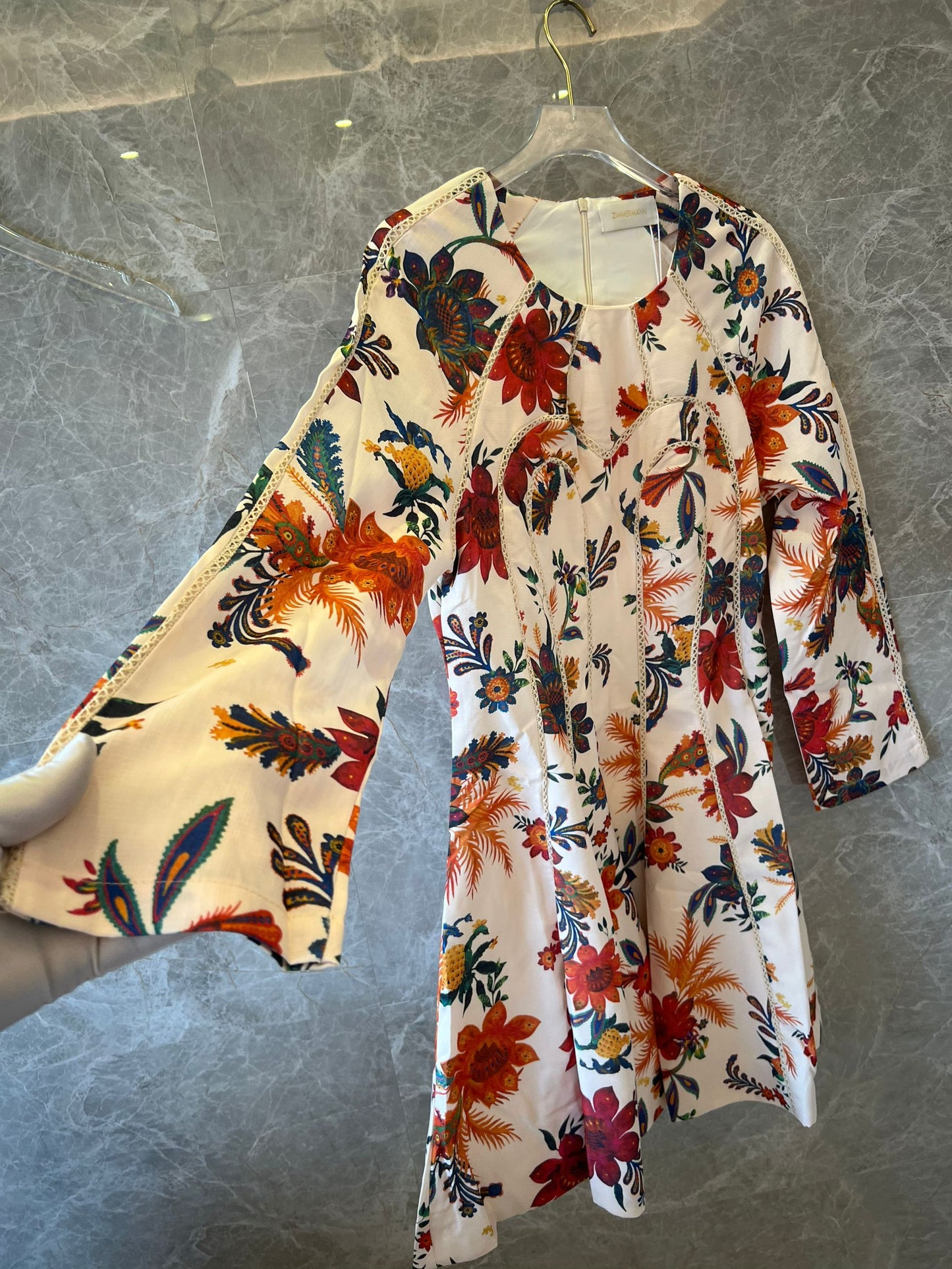 Zimmermann floral print long sleeve dress with vibrant patterns