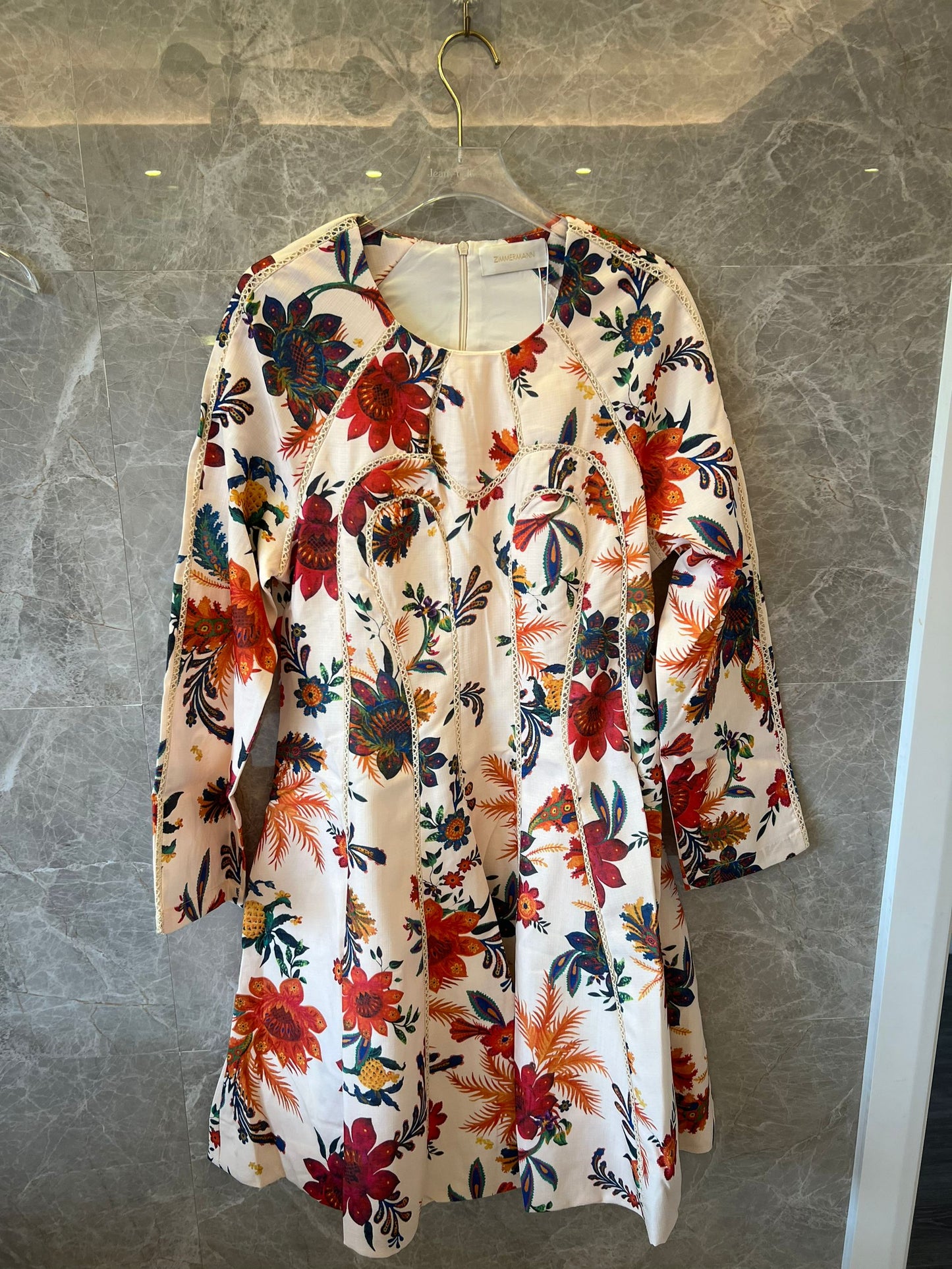 Zimmermann floral print long sleeve dress with vibrant patterns