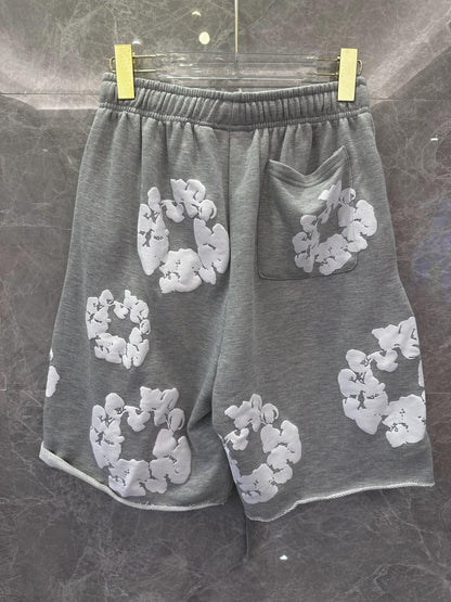 Four Cactus grey shorts with white floral print